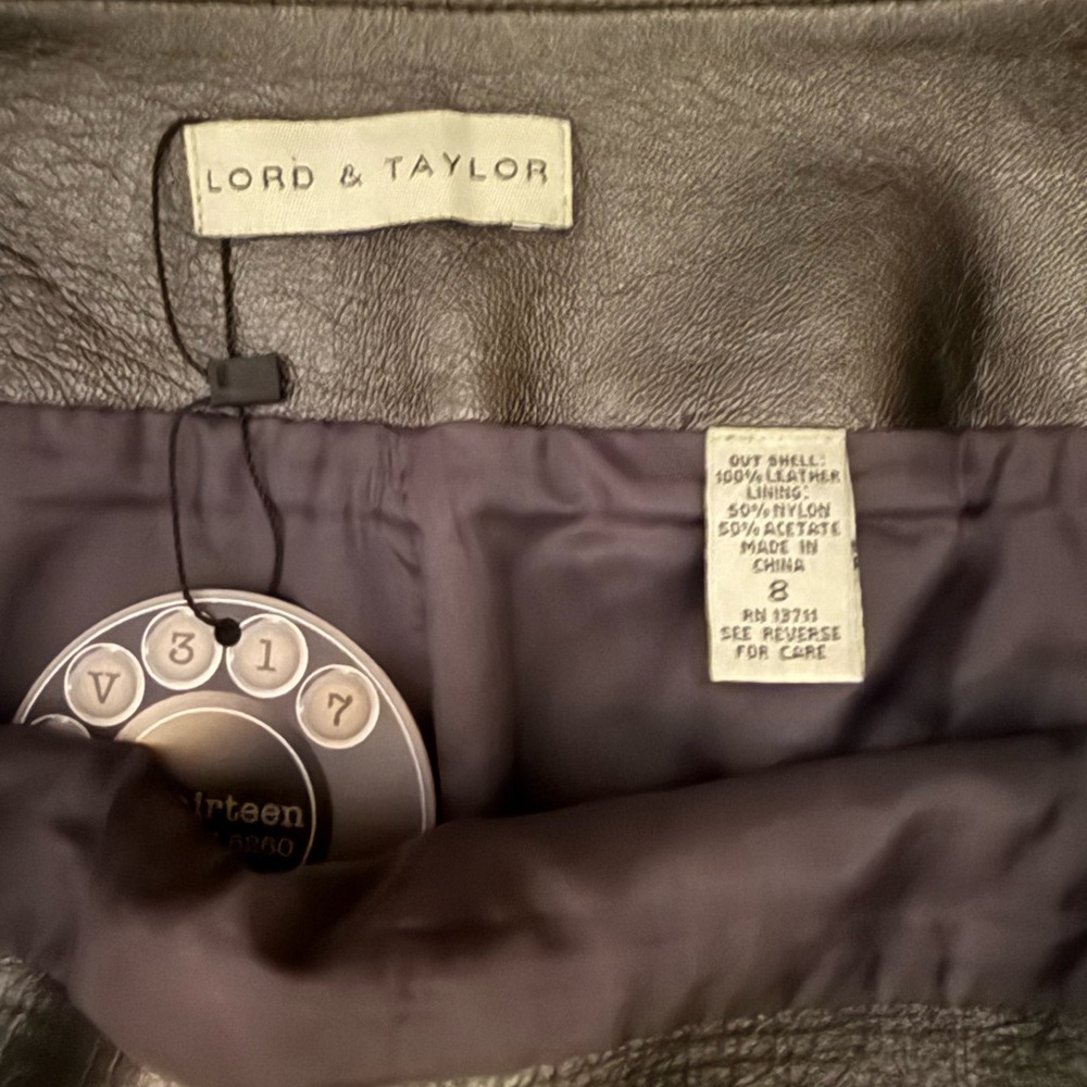 Lord & Taylor Metallic Leather Skirt - Picture 2 of 10